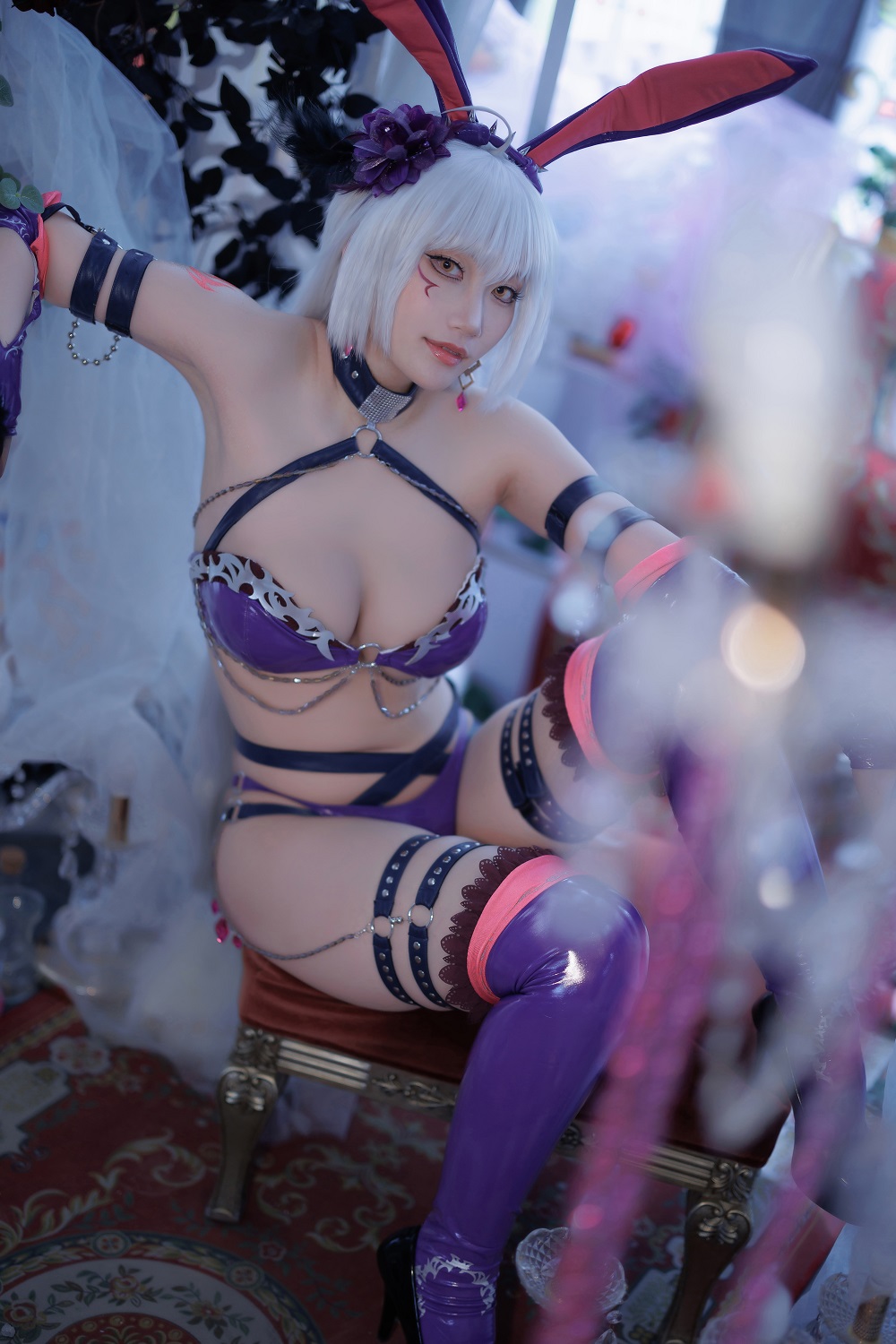 Cien恩恩-FGO-黑贞德泳装兔女郎[30P] COS网红博主 预览1图