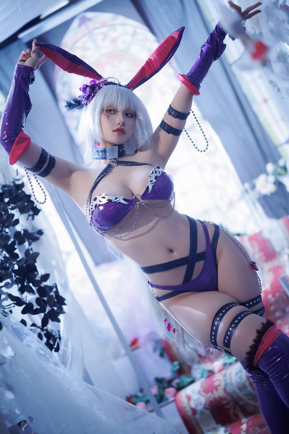 Cien恩恩-FGO-黑贞德泳装兔女郎[30P] COS网红博主 预览2图