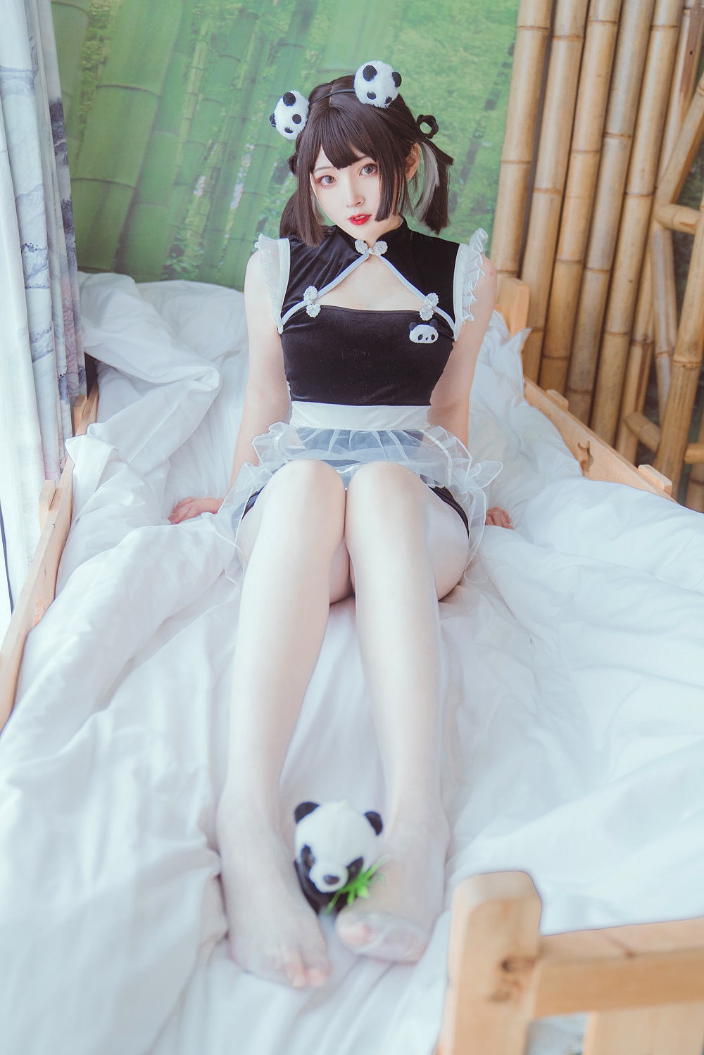 Natsuko夏夏子-熊猫女仆[64P+1V] COS网红博主 预览2图