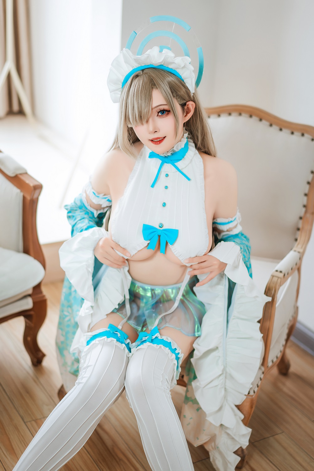 Natsuko夏夏子-蔚蓝档案-一之濑明日奈同人女仆[70P+5V] COS网红博主 预览1图