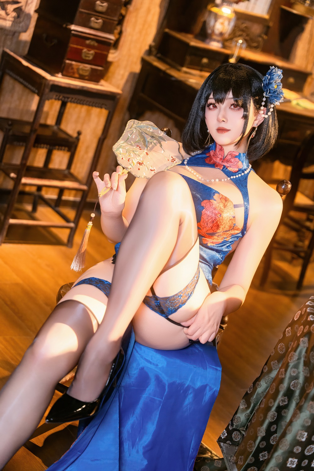 Natsuko夏夏子-碧蓝航线-建武旗袍[90P] COS网红博主 预览2图