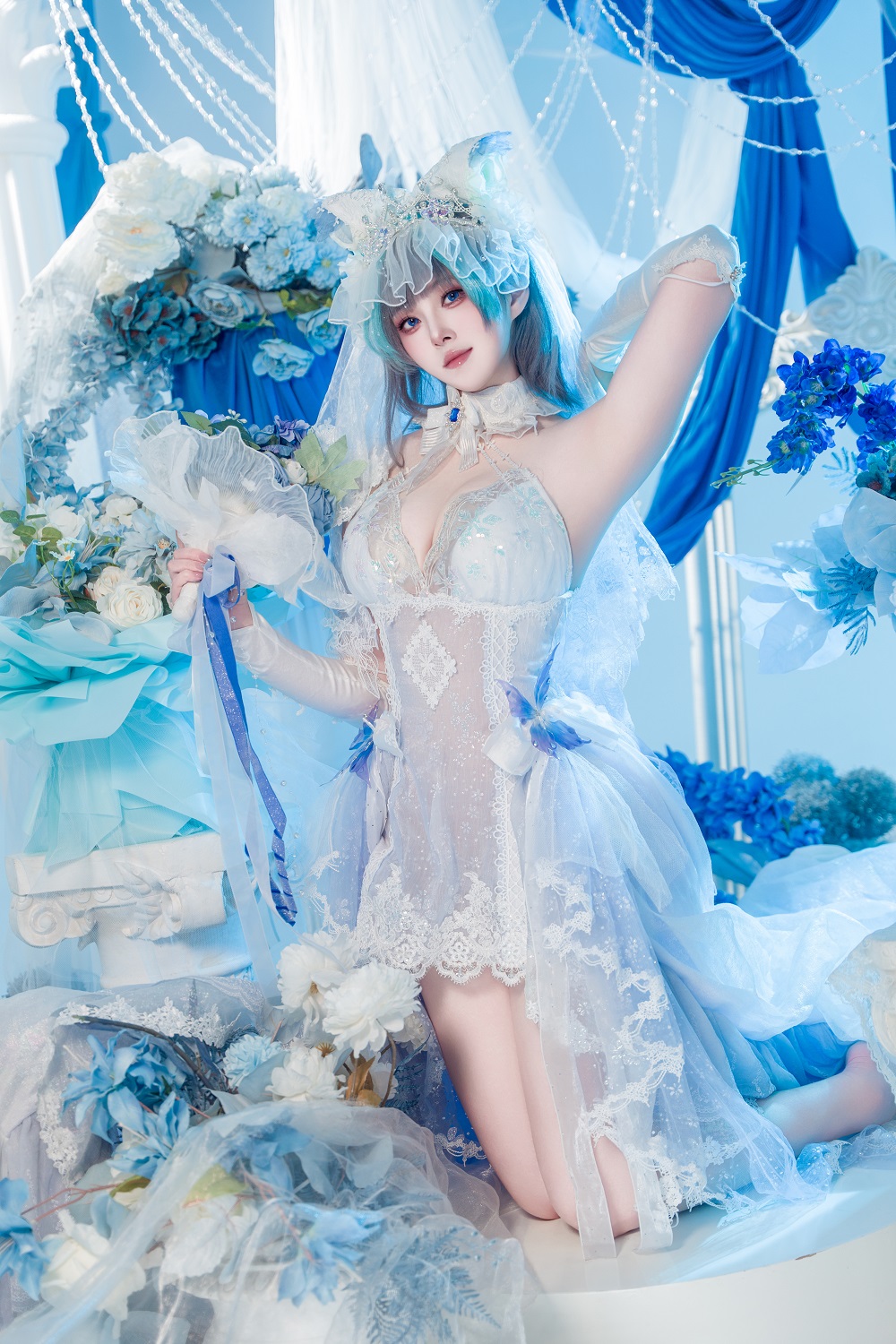 Natsuko夏夏子-碧蓝航线-柴郡誓约婚纱[70P] COS网红博主 预览2图