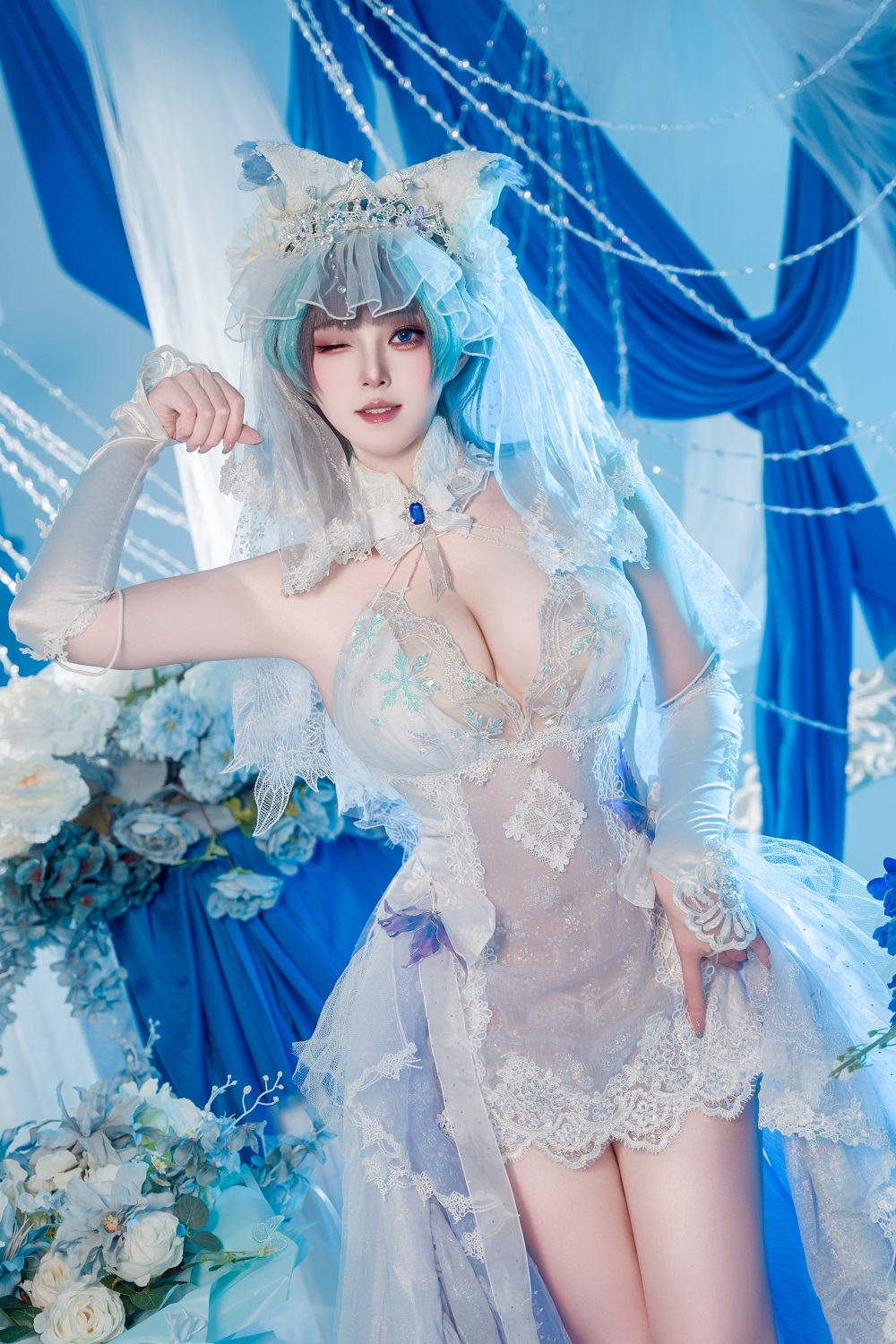Natsuko夏夏子-碧蓝航线-柴郡誓约婚纱[70P] COS网红博主 预览1图