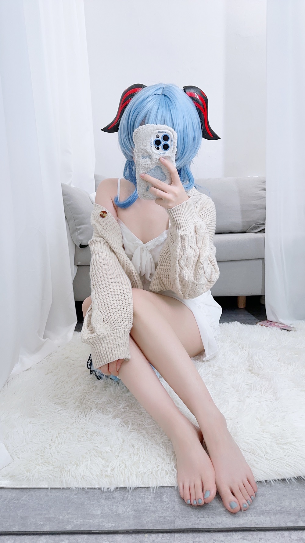 Seele麦麦-原神-甘雨居家服指甲油[9P] COS网红博主 预览1图