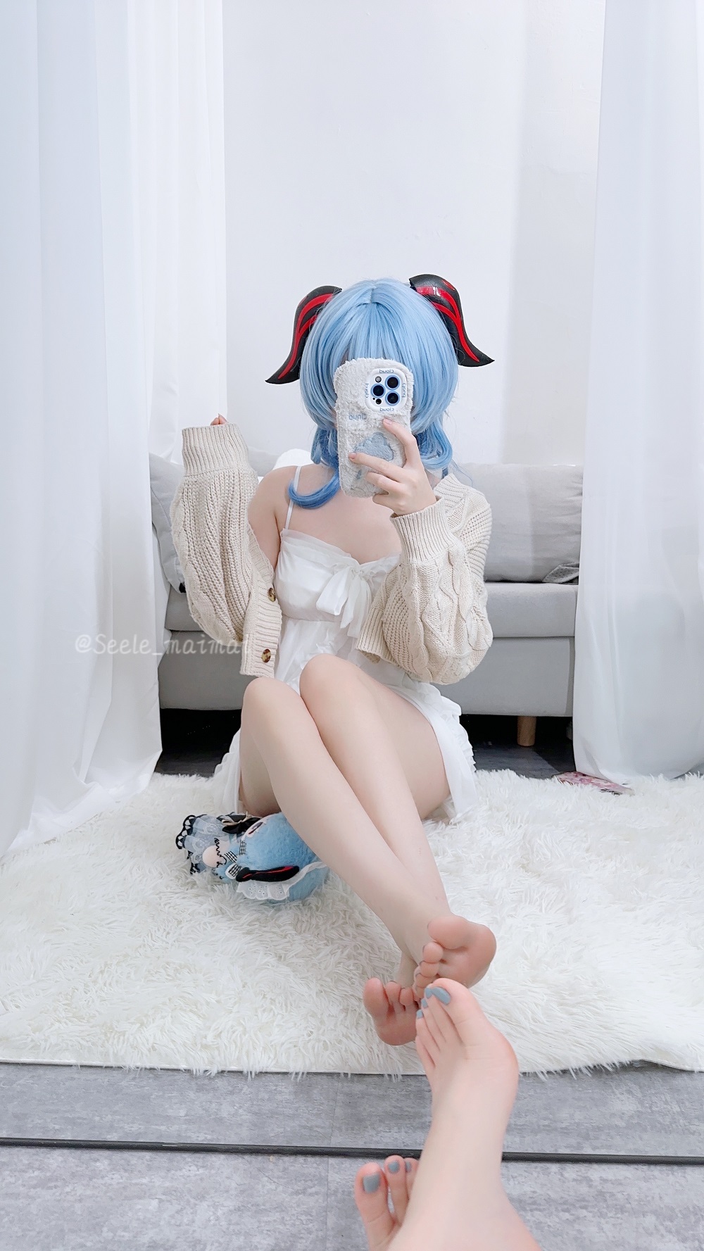 Seele麦麦-原神-甘雨居家服指甲油[9P] COS网红博主 预览2图