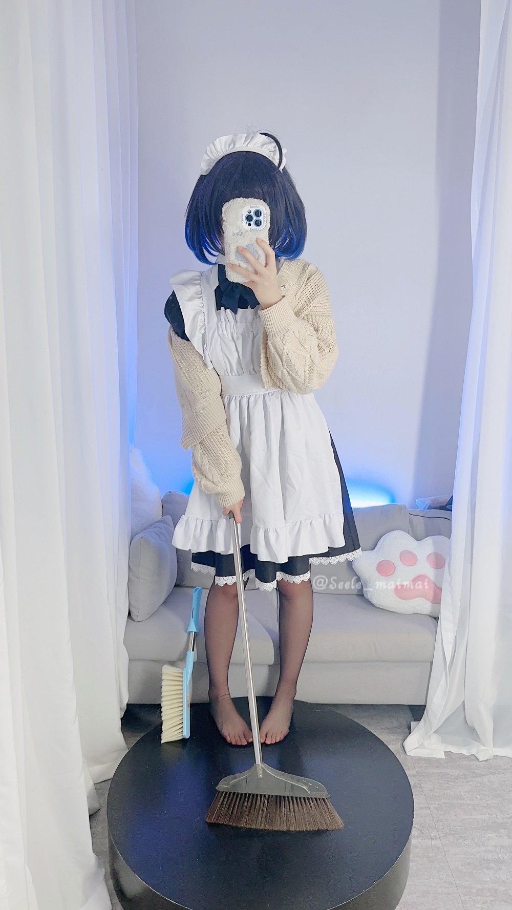 Seele麦麦-希儿女仆黑丝[8P] COS网红博主 预览2图