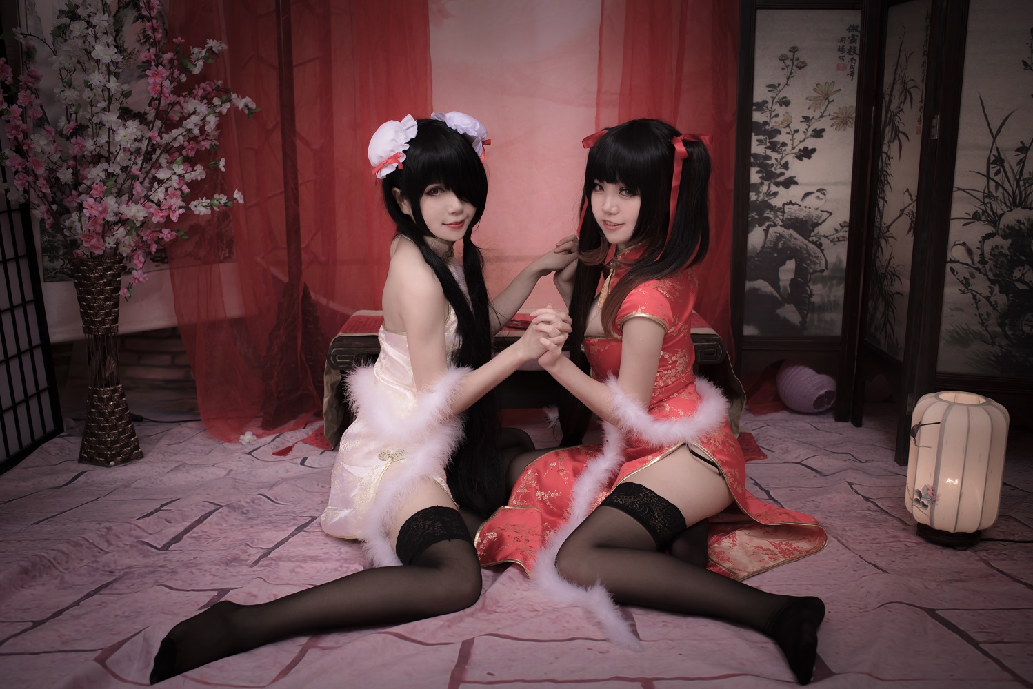 白金Saki&Yoko宅夏-双人时崎狂三旗袍[29P] COS网红博主 预览1图