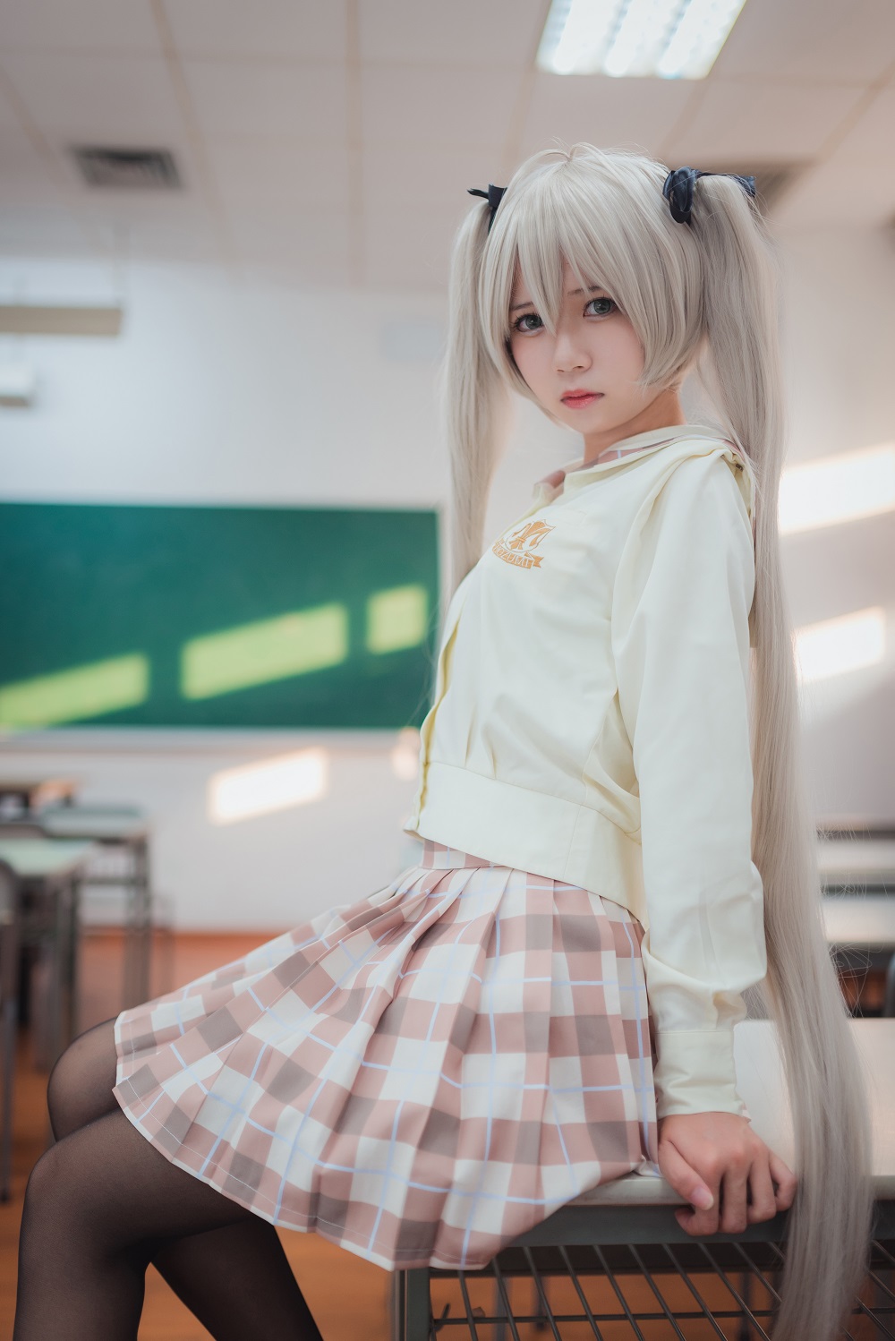 白金Saki-缘之空-春日野穹校服[14P] COS网红博主 预览1图