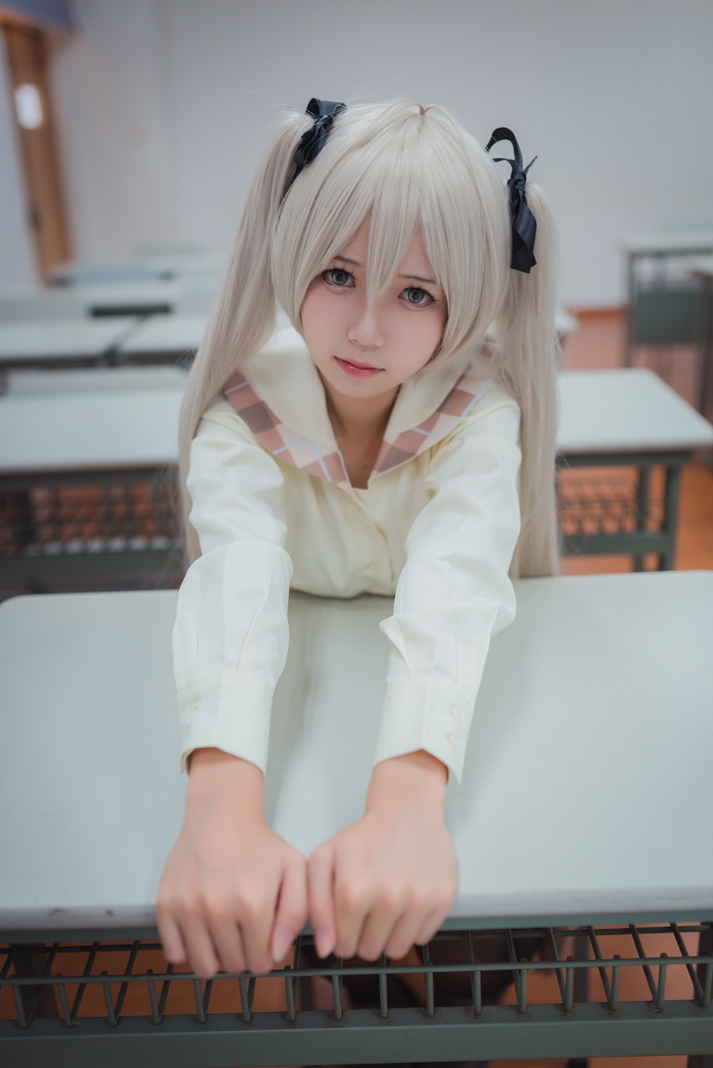 白金Saki-缘之空-春日野穹校服[14P] COS网红博主 预览2图