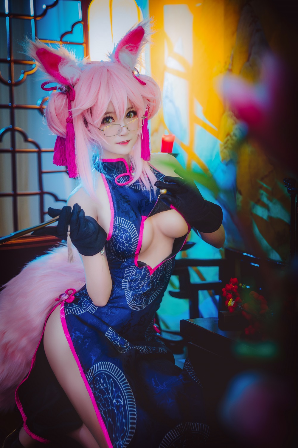 yui金鱼-FGO-玉藻前旗袍[13P] COS网红博主 预览1图