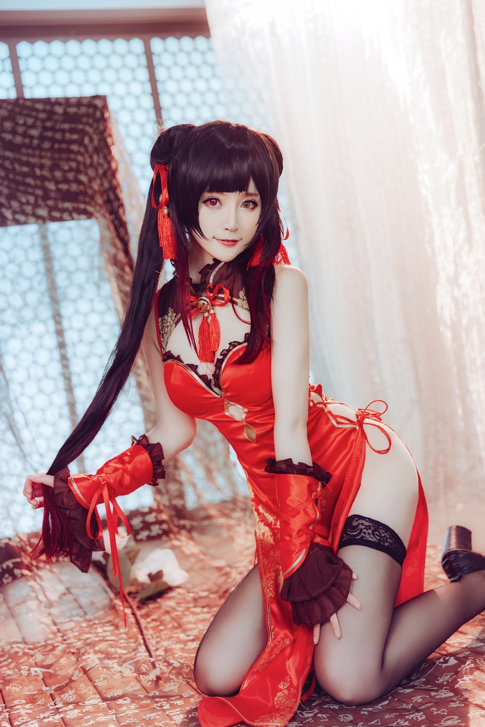 yui金鱼-约会大作战-时崎狂三旗袍[8P] COS网红博主 预览1图