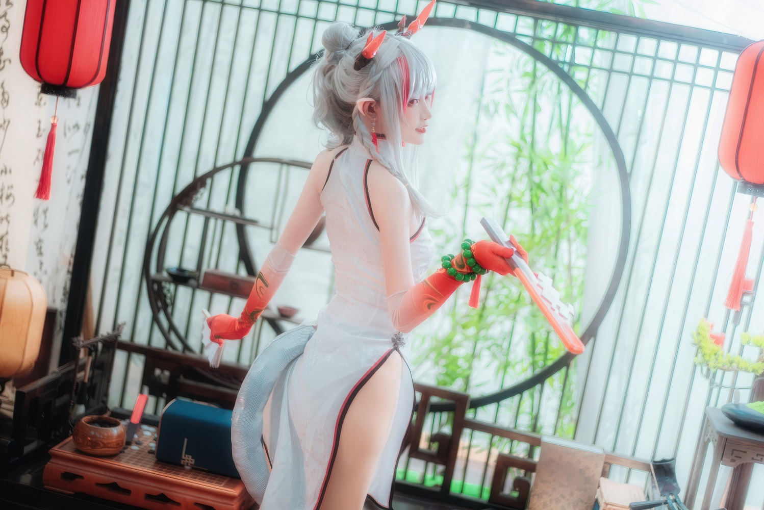 yui金鱼-明日方舟-年旗袍[10P] COS网红博主 预览2图