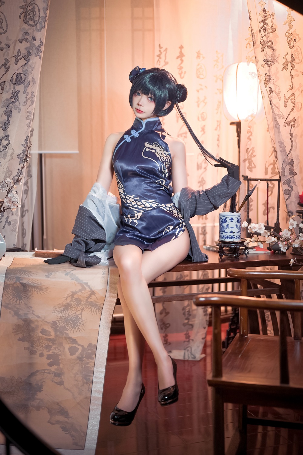 艾西Aiwest-蔚蓝档案-妃咲旗袍[39P] COS网红博主 预览2图