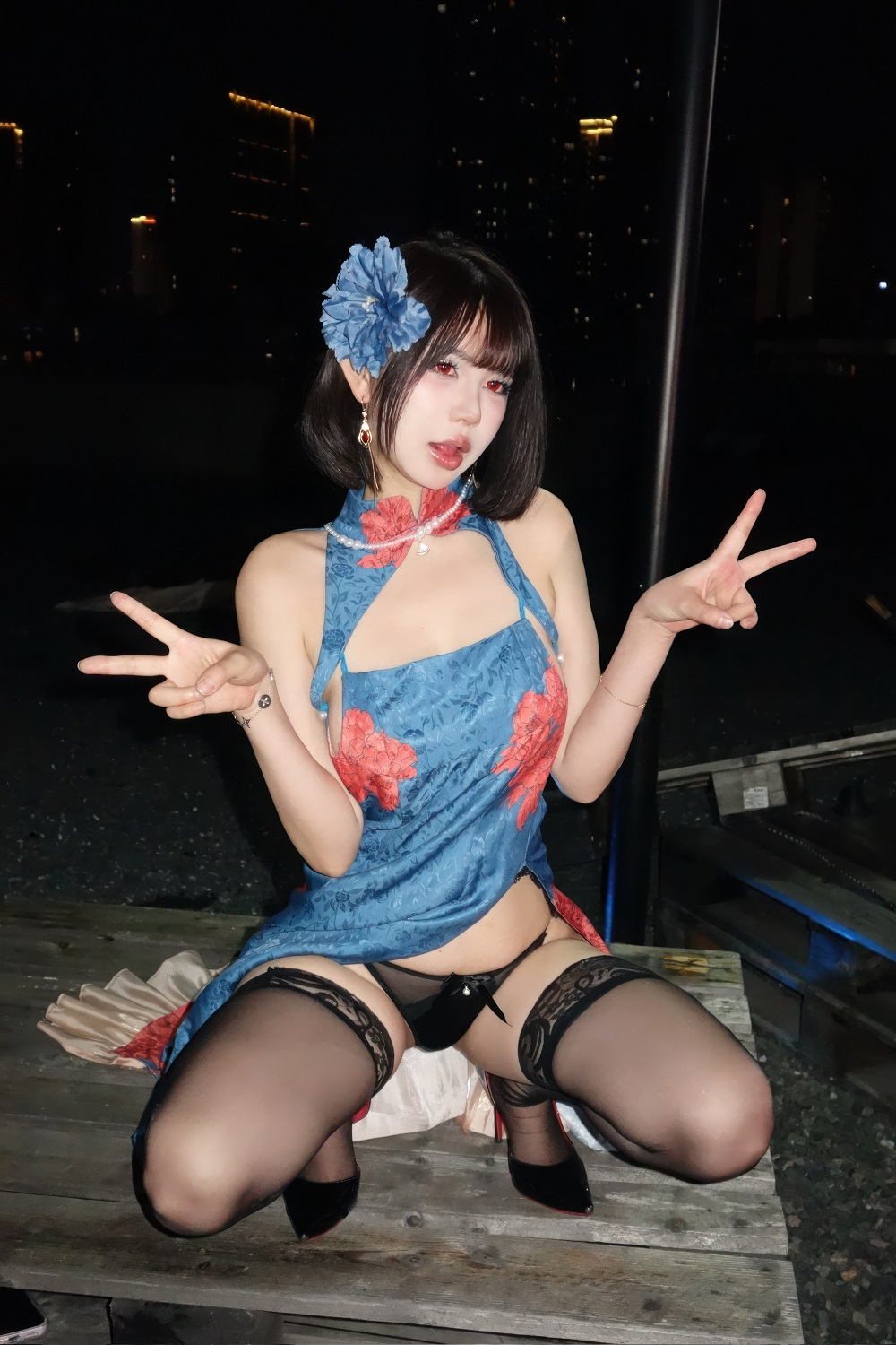 Tina很妖孽呀-碧蓝航线-建武旗袍[39P] COS网红博主 预览2图
