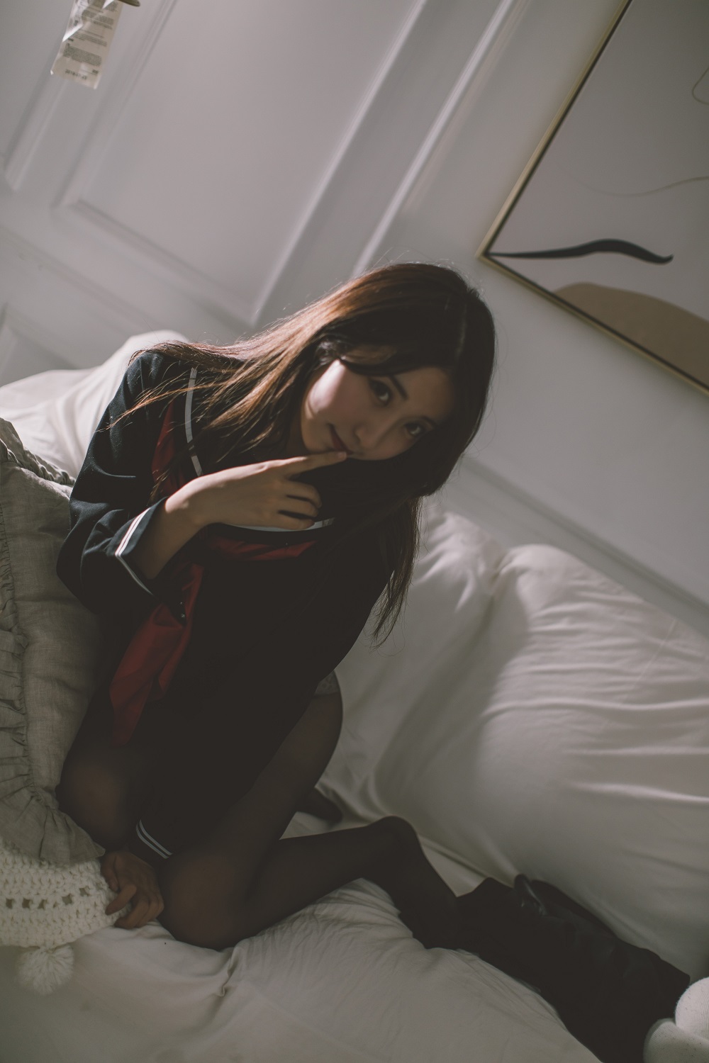 黑川-黑色JK制服[52P] COS网红博主 预览2图