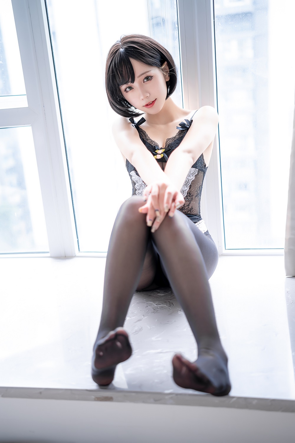 蓝小沂KiKi-黑色内衣[28P] COS网红博主 预览2图