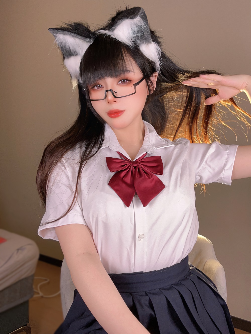 九言-猫耳娘的裙底[36P+5V] COS网红博主 预览2图
