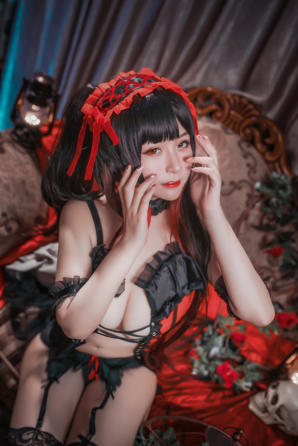 猫九酱Sakura-约会大作战-时崎狂三内衣[14P] COS网红博主 预览1图