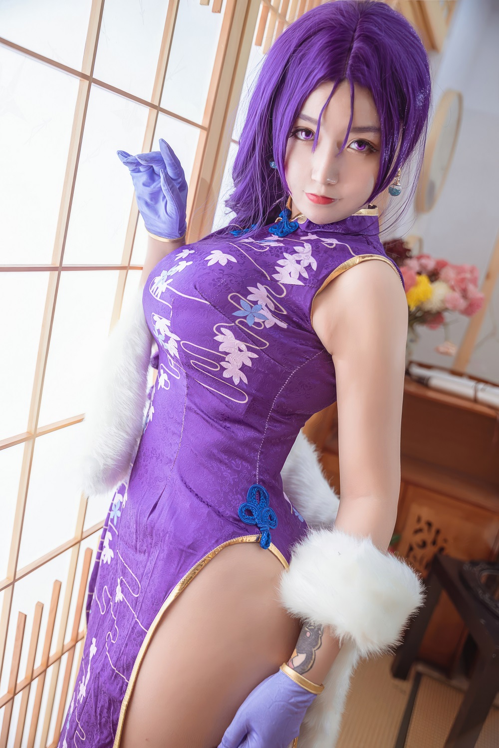 猫九酱Sakura-FGO-源赖光旗袍[16P] COS网红博主 预览2图