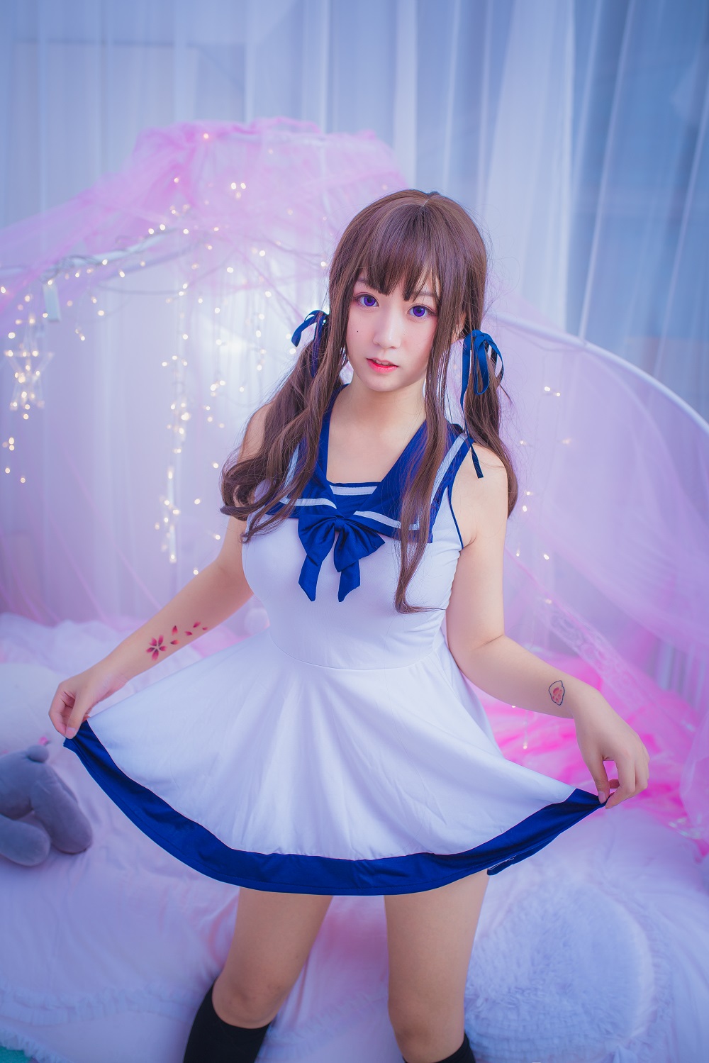 猫九酱Sakura-水手服连衣裙[11P] COS网红博主 预览2图