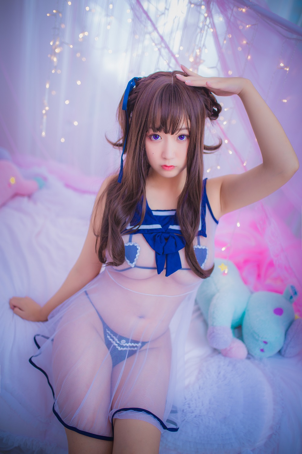 猫九酱Sakura-透明水手服[23P] COS网红博主 预览1图