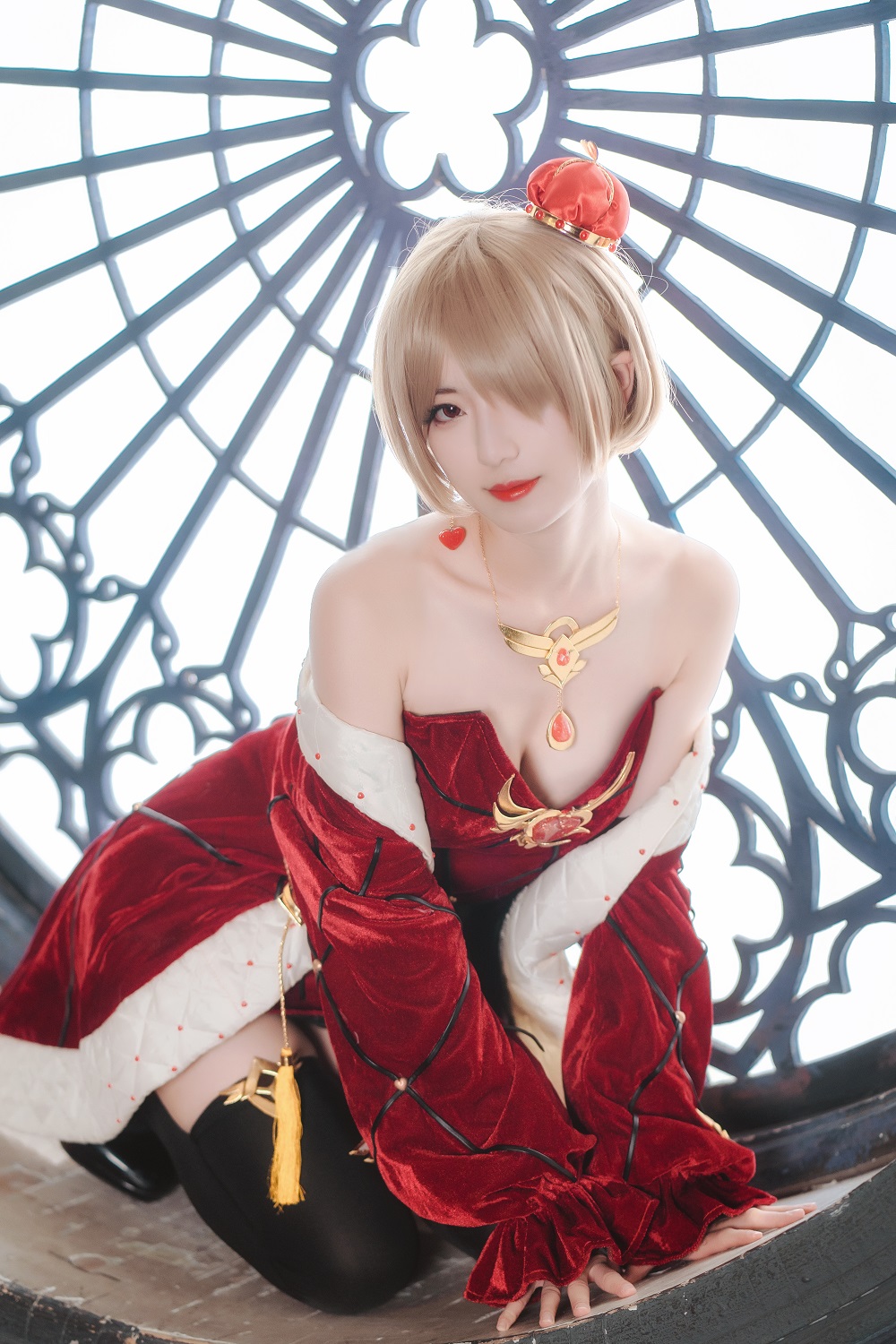 弥音音ww-崩坏3-丽塔红皇后礼服[18P] COS网红博主 预览2图