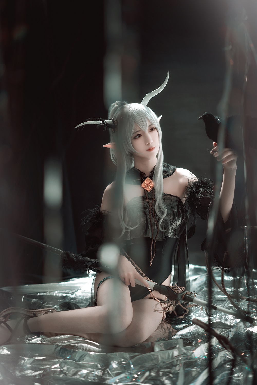 弥音音ww-明日方舟-闪灵·静谧午夜[16P] COS网红博主 预览1图