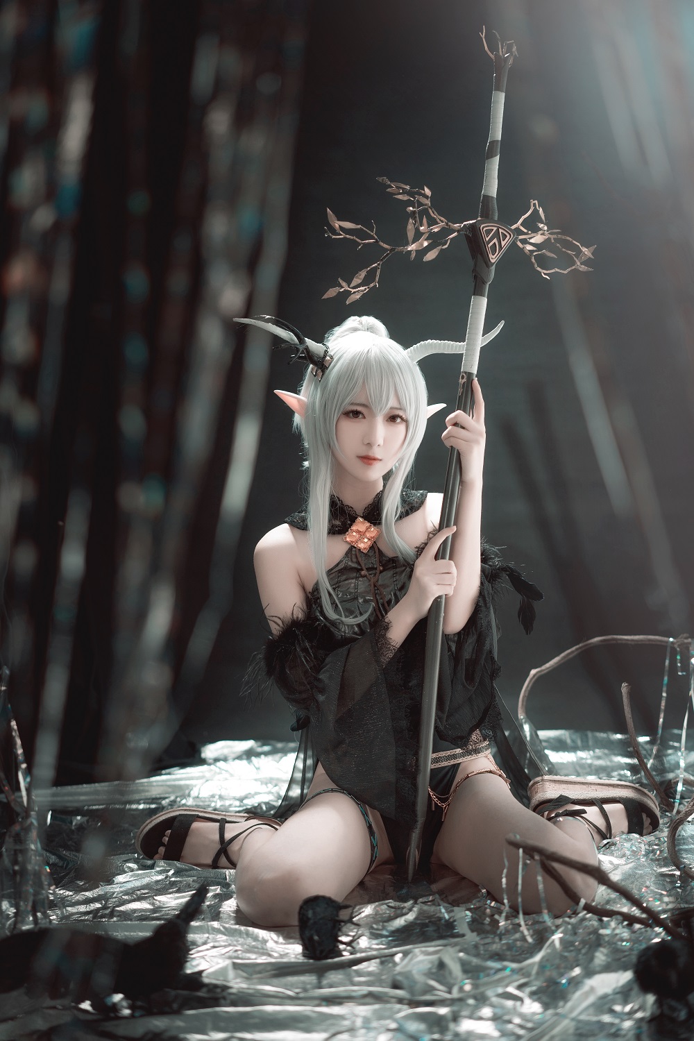弥音音ww-明日方舟-闪灵·静谧午夜[16P] COS网红博主 预览2图