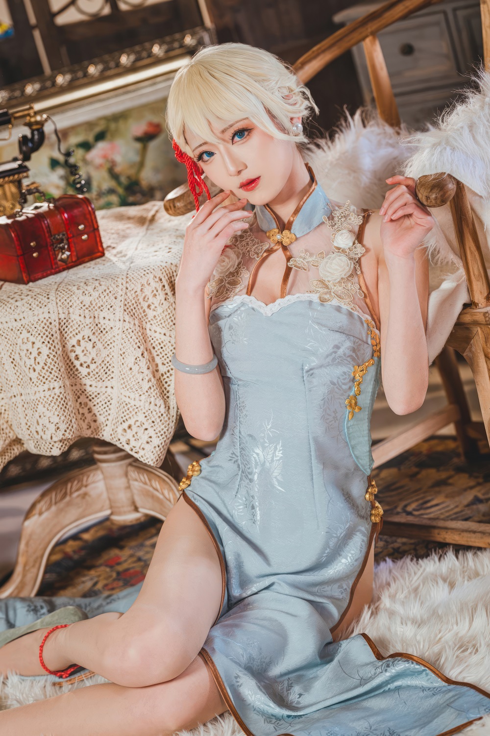 弥音音ww-少女前线-G36玉瓯立旗袍[13P] COS网红博主 预览2图
