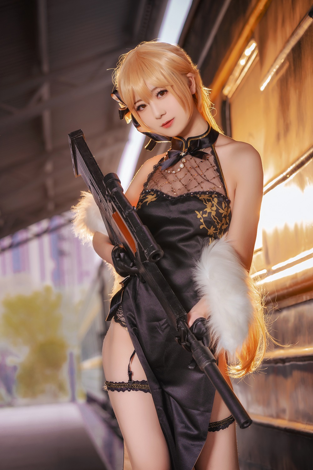 弥音音ww-少女前线-OTS14紫雨心旗袍[26P] COS网红博主 预览1图