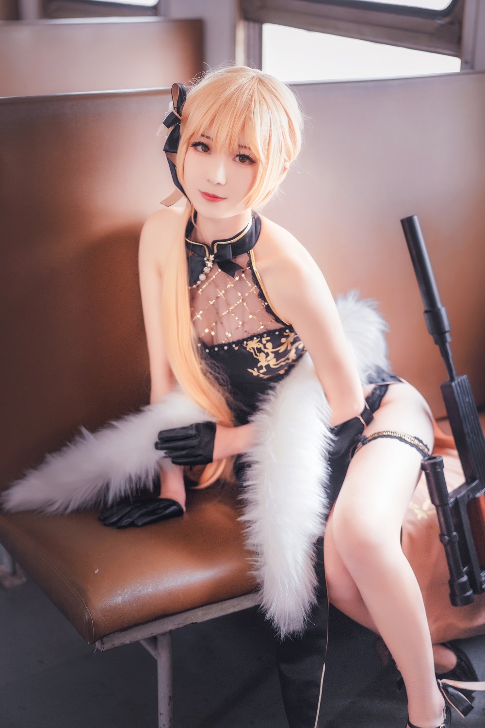弥音音ww-少女前线-OTS14紫雨心旗袍[26P] COS网红博主 预览2图