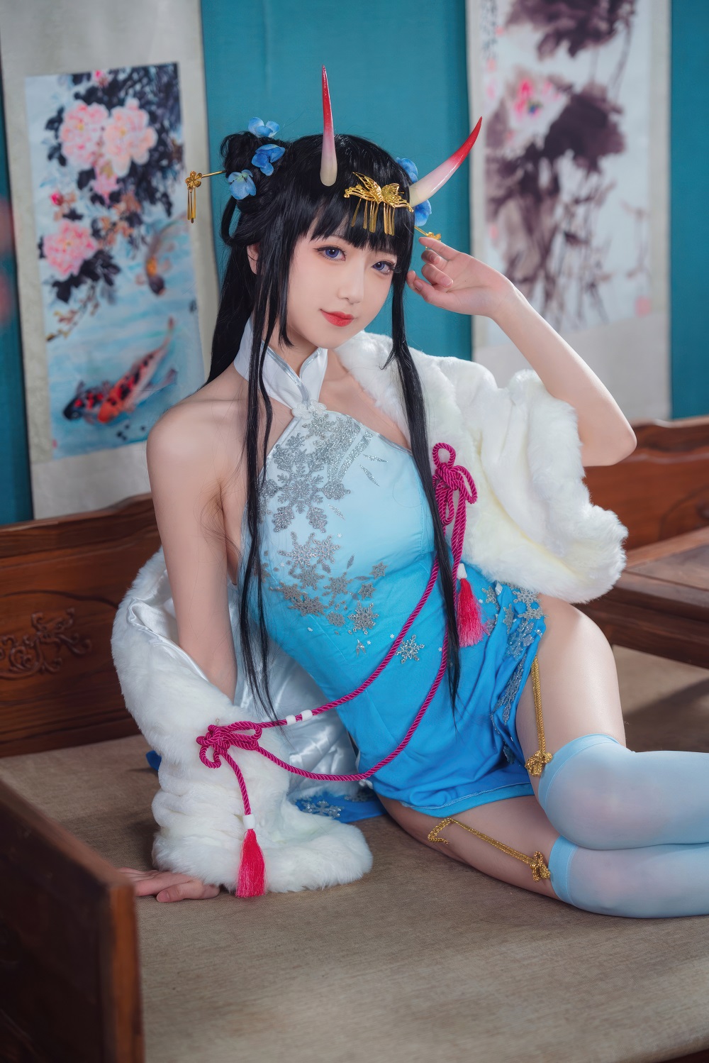 弥音音ww-碧蓝航线-能代旗袍[15P] COS网红博主 预览1图