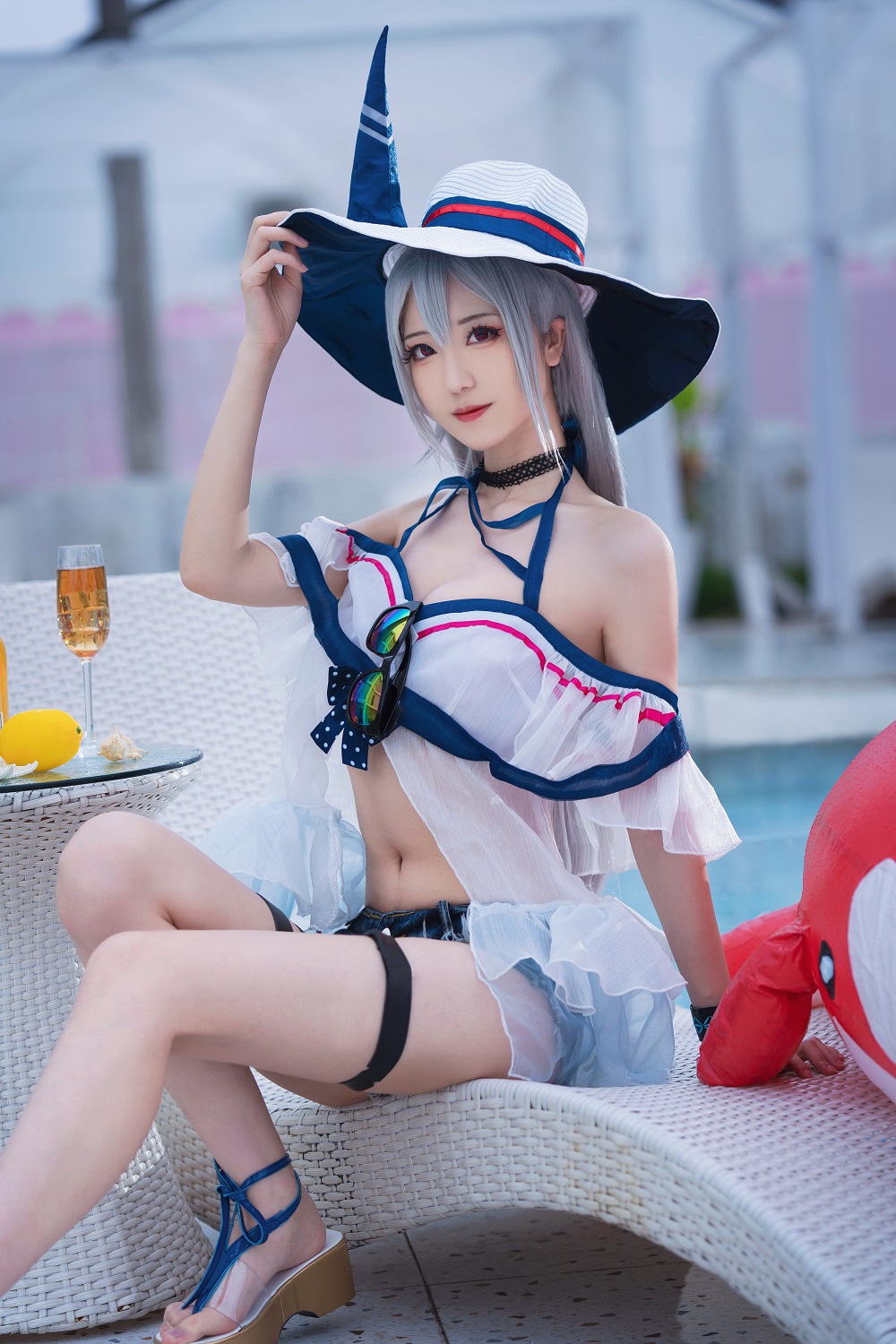 弥音音ww-明日方舟-斯卡蒂泳装[12P] COS网红博主 预览1图