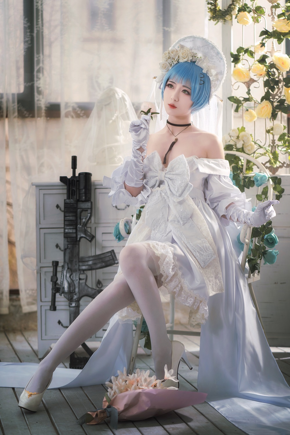 弥音音ww-少女前线-Zas誓约婚纱[16P] COS网红博主 预览1图