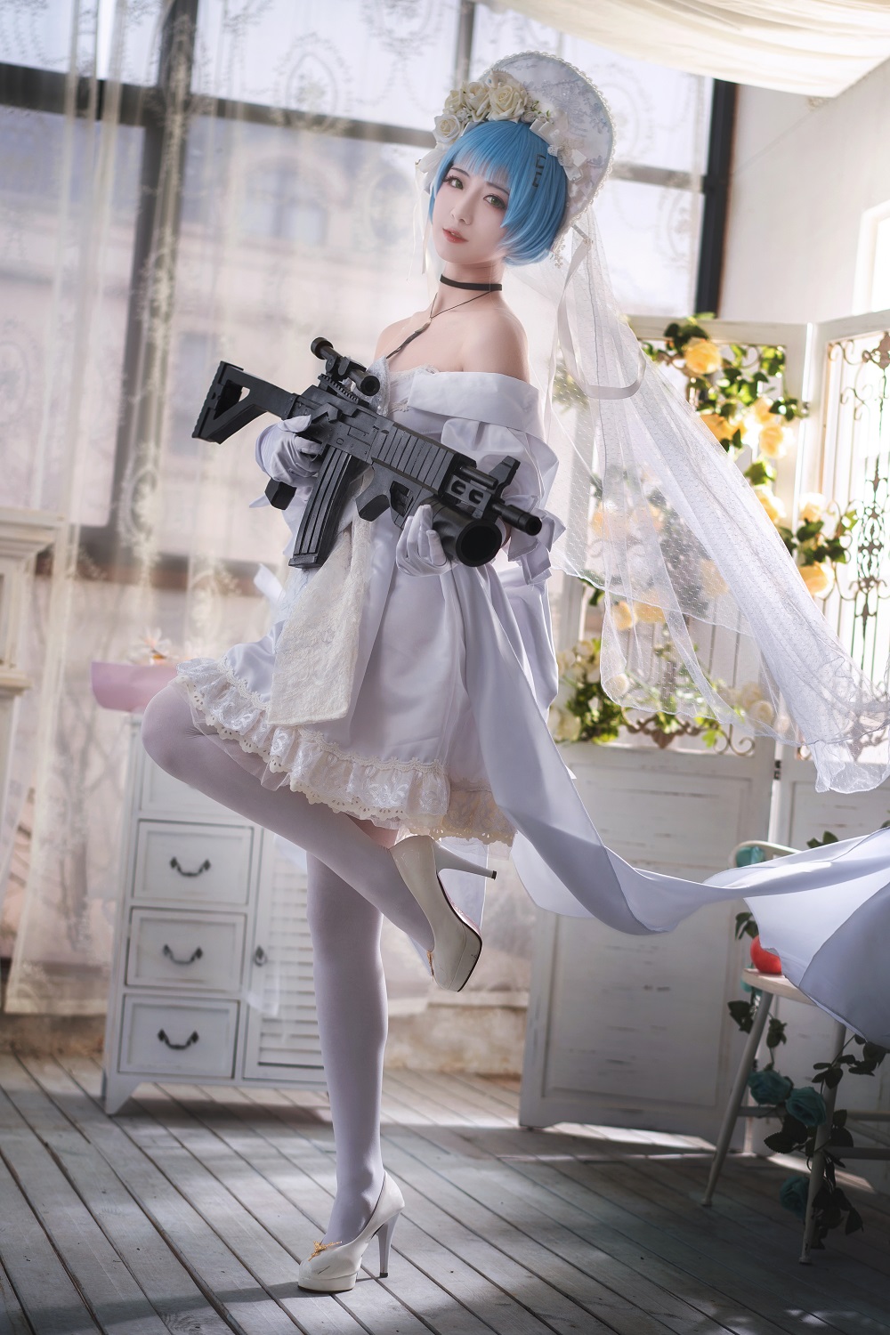 弥音音ww-少女前线-Zas誓约婚纱[16P] COS网红博主 预览2图