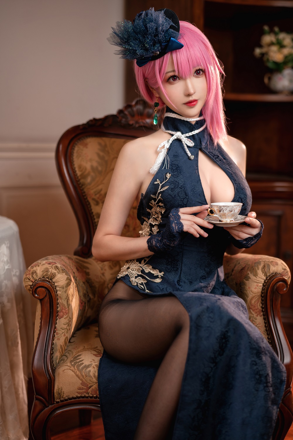 南宫-碧蓝航线-黑太子旗袍[16P] COS网红博主 预览2图