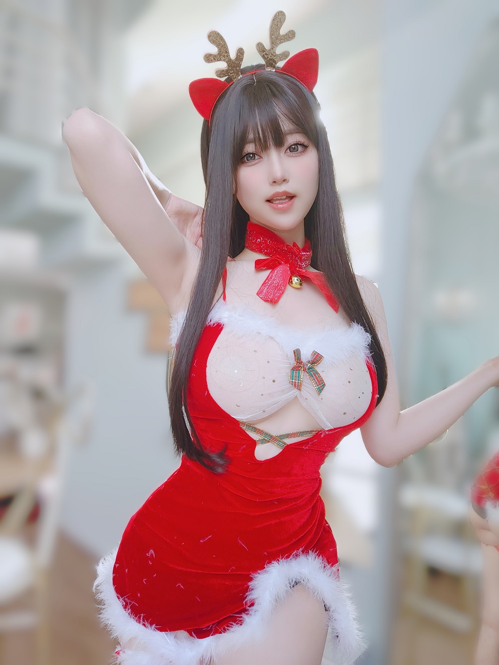 女主K-圣诞麋鹿[100P+1V] COS网红博主 预览1图