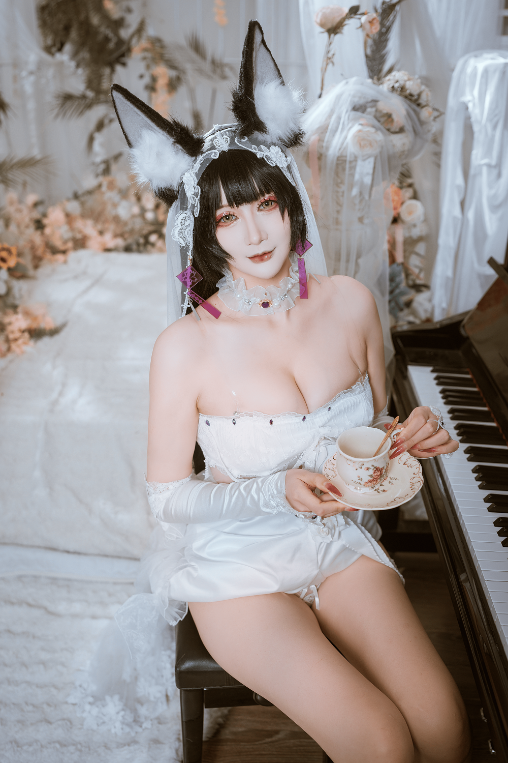 兔胖胖min-碧蓝航线-武藏花嫁[40P] COS网红博主 预览1图