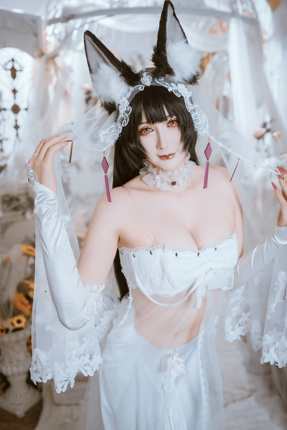 兔胖胖min-碧蓝航线-武藏花嫁[40P] COS网红博主 预览2图