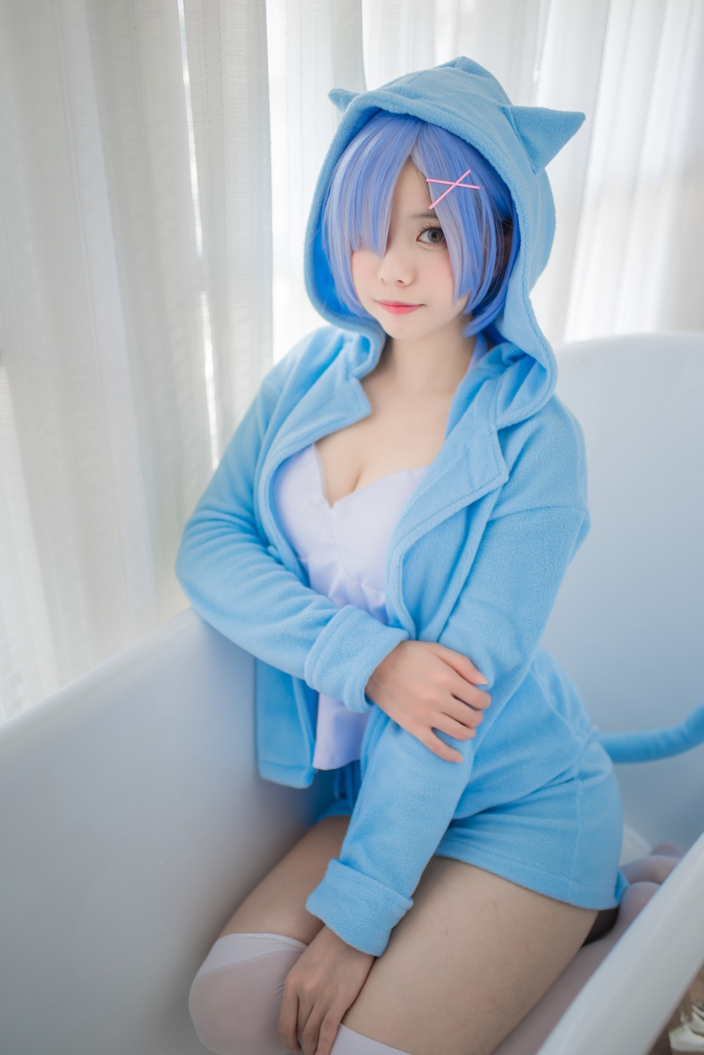 小野妹子w-蕾姆蓝色精灵[22P] COS网红博主 预览2图