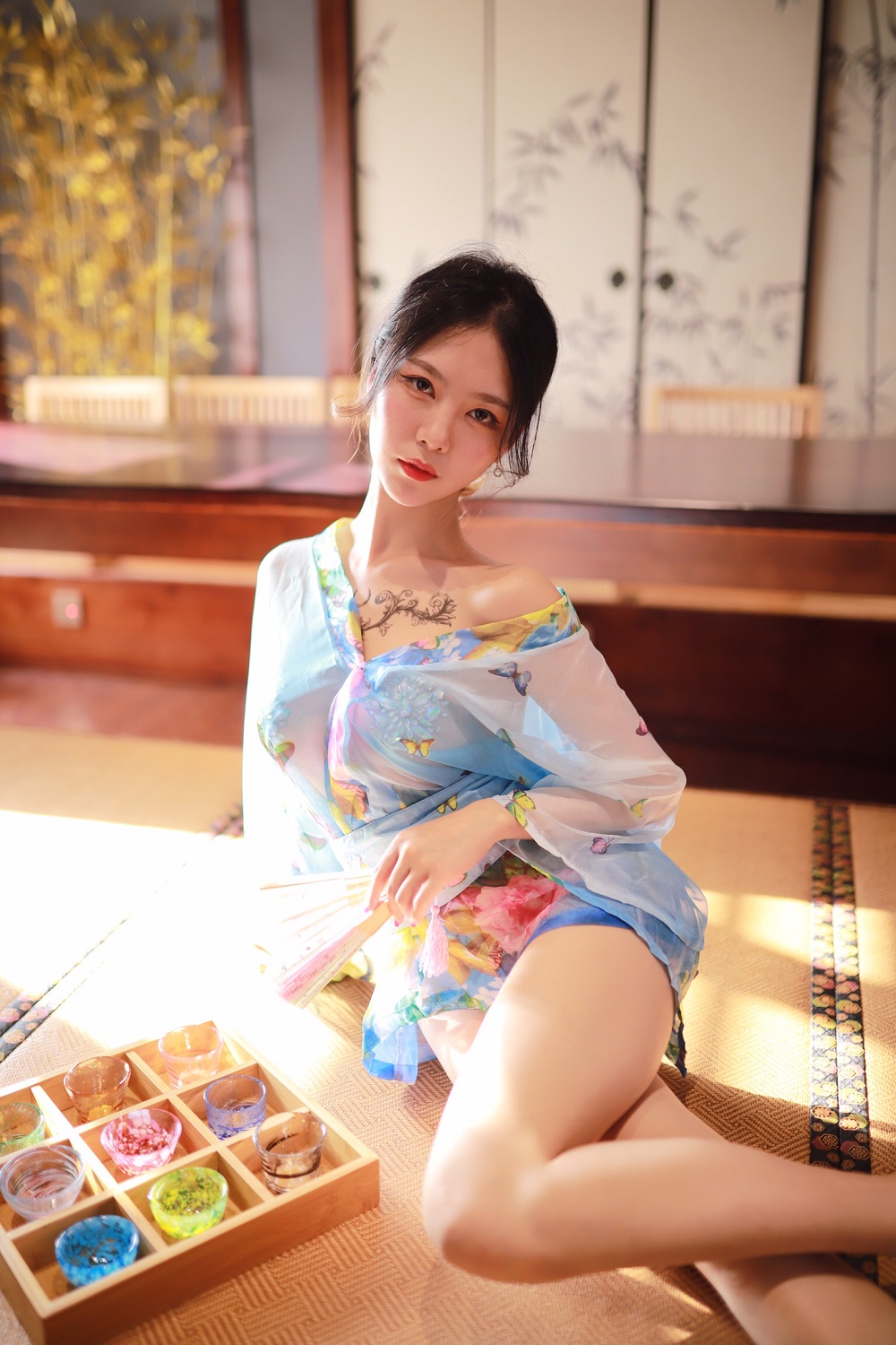 抖娘利世-水蓝和服[30P] COS网红博主 预览2图