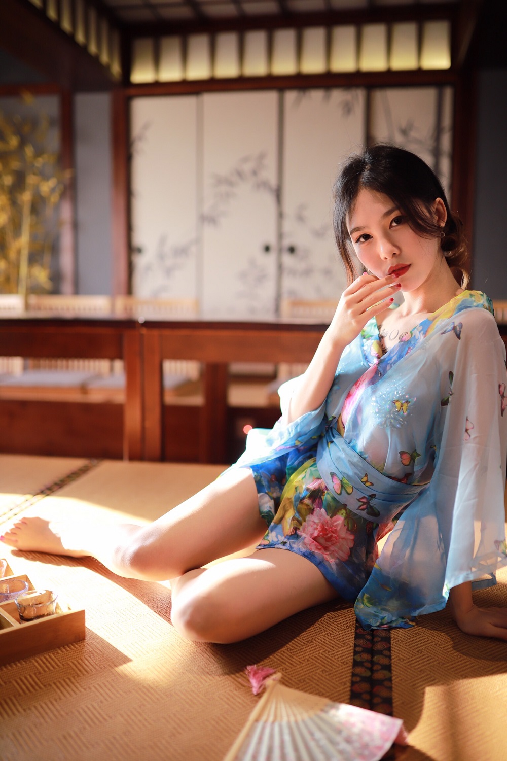 抖娘利世-水蓝和服[30P] COS网红博主 预览1图