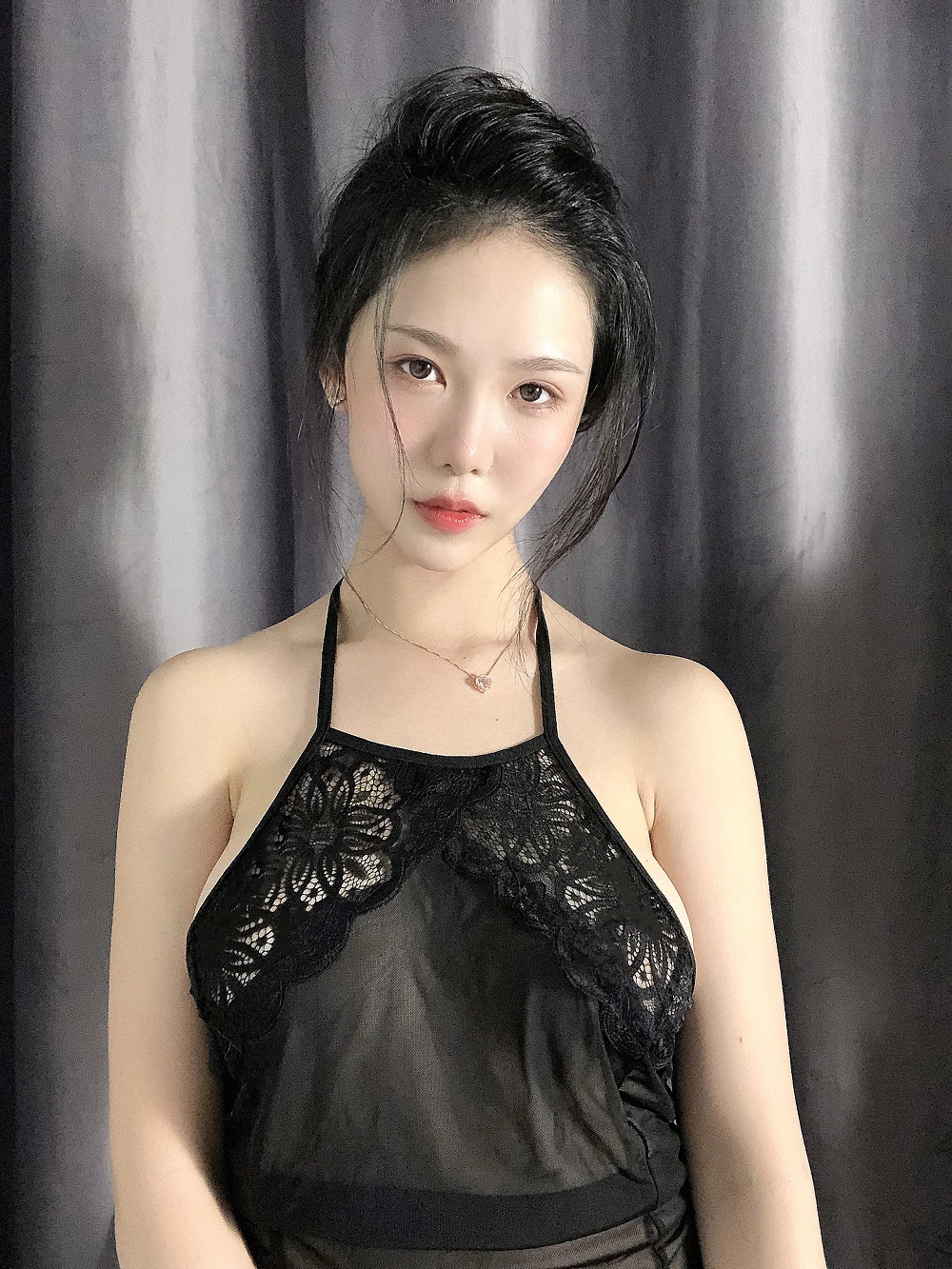 抖娘利世-定制-透视黑纱旗袍[15P+1V] COS网红博主 预览1图
