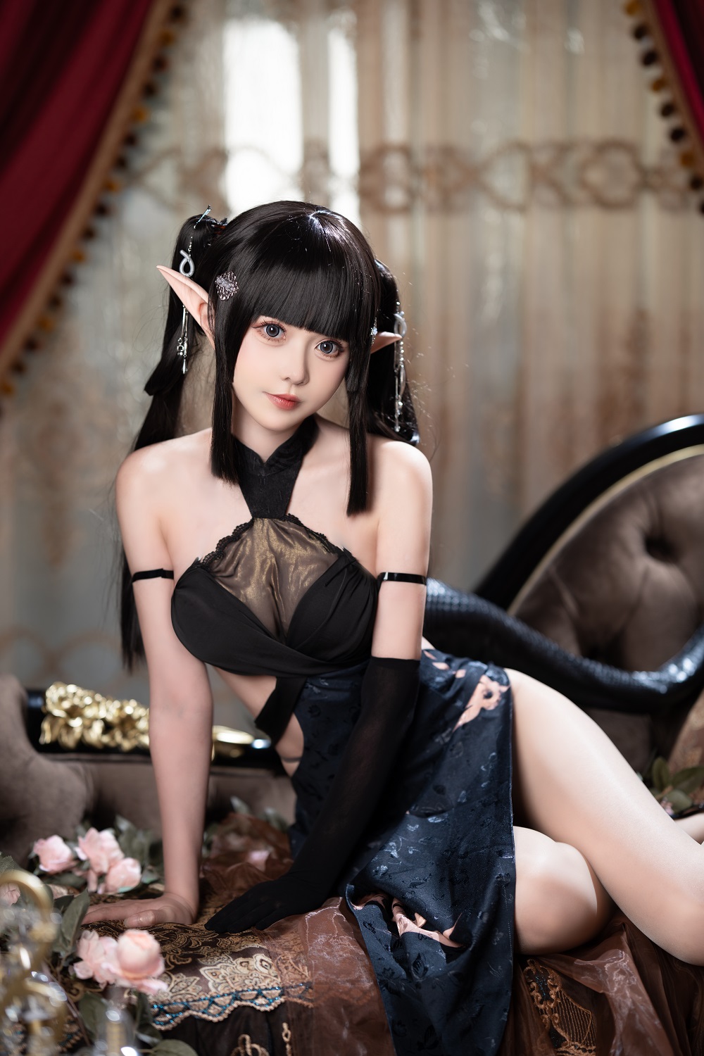 阳炎型小菠萝-明日方舟-森蚺礼服[30P] COS网红博主 预览2图
