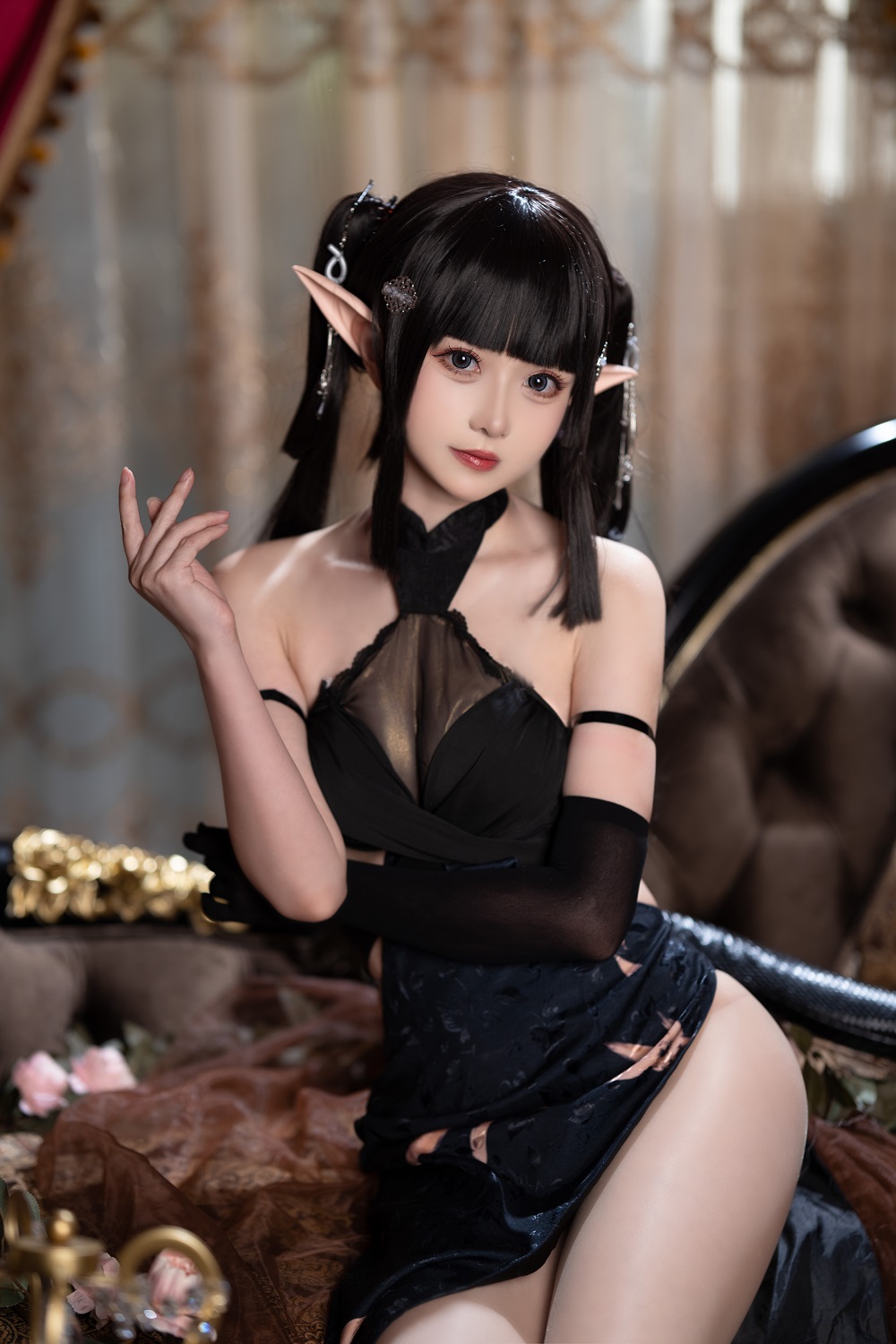 阳炎型小菠萝-明日方舟-森蚺礼服[30P] COS网红博主 预览1图