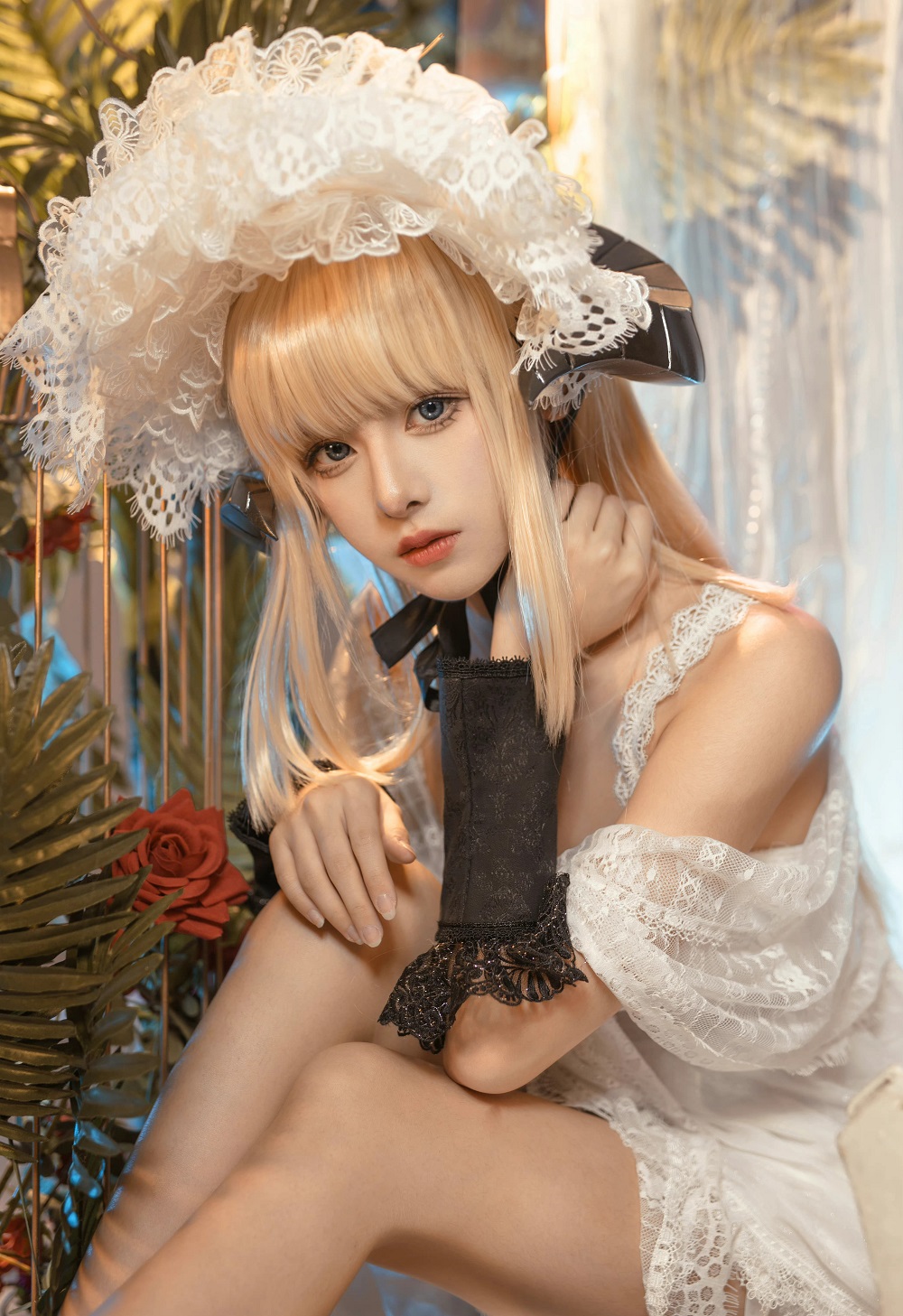 腥味猫罐-明日方舟-夜莺泳装[15P] COS网红博主 预览2图