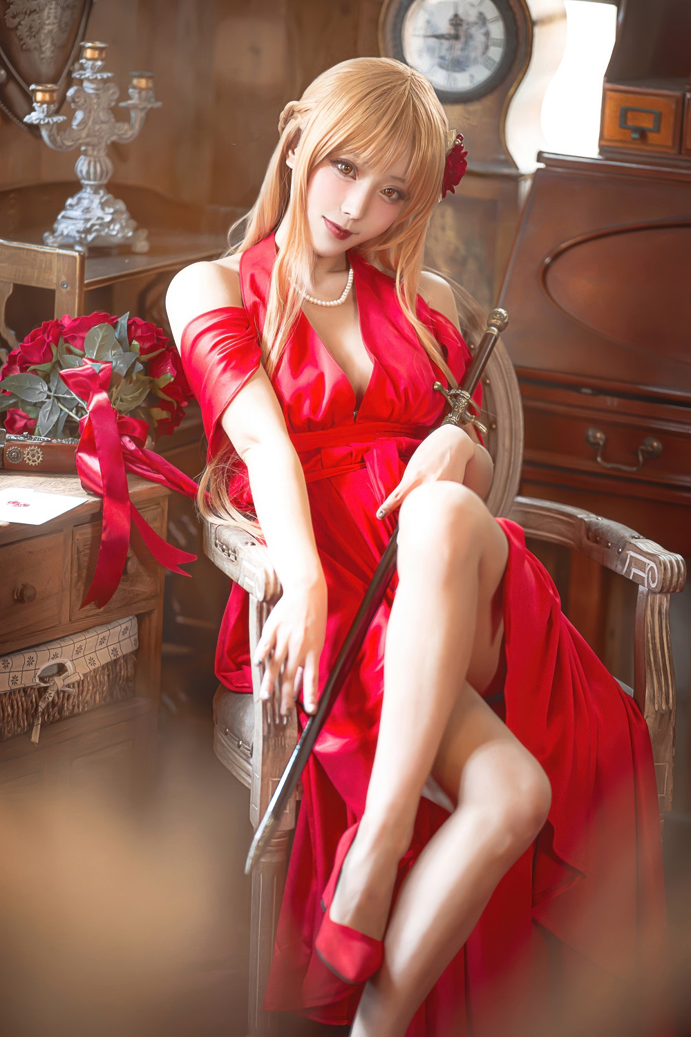 切切celia-刀剑神域-亚丝娜礼服[28P] COS网红博主 预览1图
