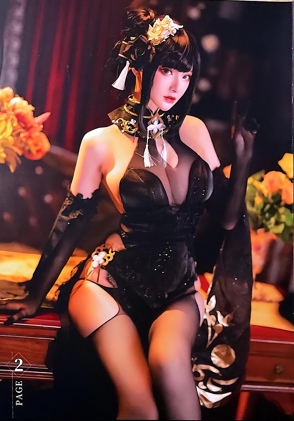 魔王大人Maou-碧蓝航线-镇海黑旗袍[14P] COS网红博主 预览1图
