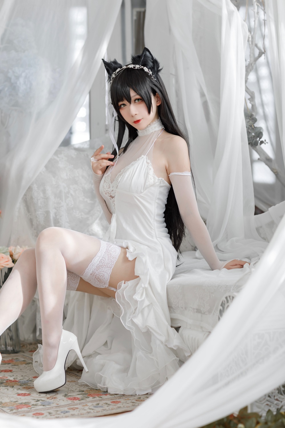 樱落Selena-碧蓝航线-爱宕花嫁[19P] COS网红博主 预览1图