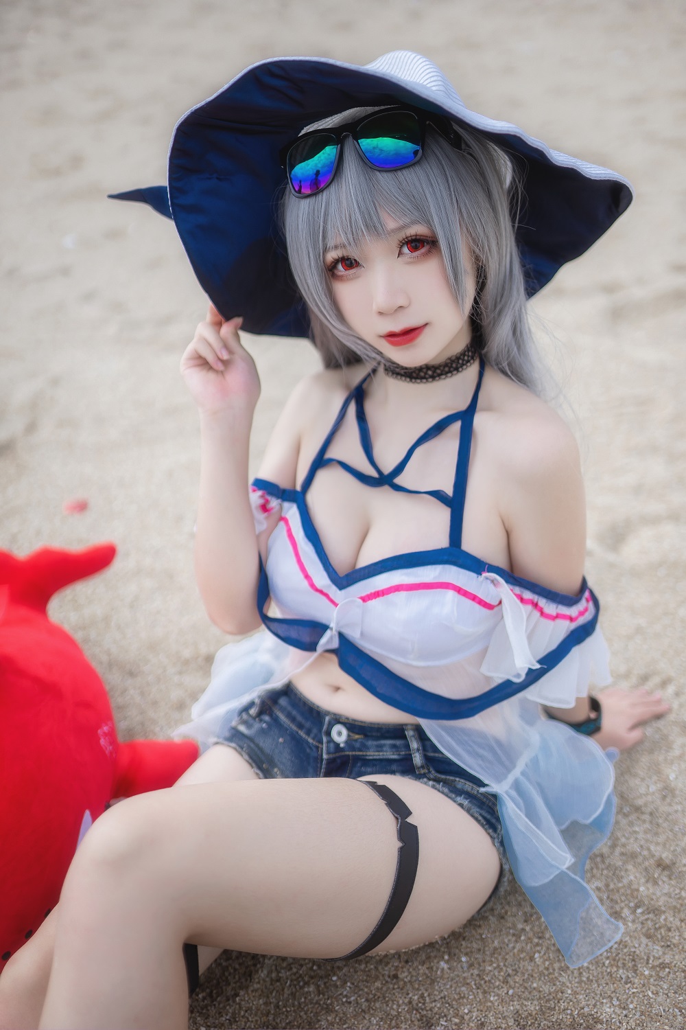 樱落Selena-明日方舟-斯卡蒂泳装[21P] COS网红博主 预览1图